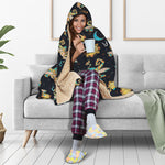 Cute Cartoon Taurus Pattern Print Hooded Blanket