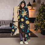 Cute Cartoon Taurus Pattern Print Hooded Blanket