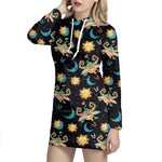 Cute Cartoon Taurus Pattern Print Hoodie Dress