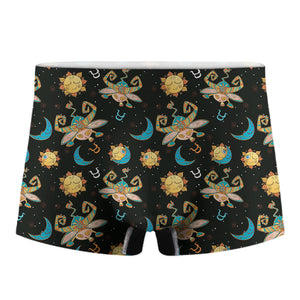 Cute Cartoon Taurus Pattern Print Men's Boxer Briefs