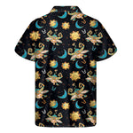 Cute Cartoon Taurus Pattern Print Men's Short Sleeve Shirt