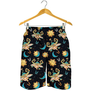 Cute Cartoon Taurus Pattern Print Men's Shorts