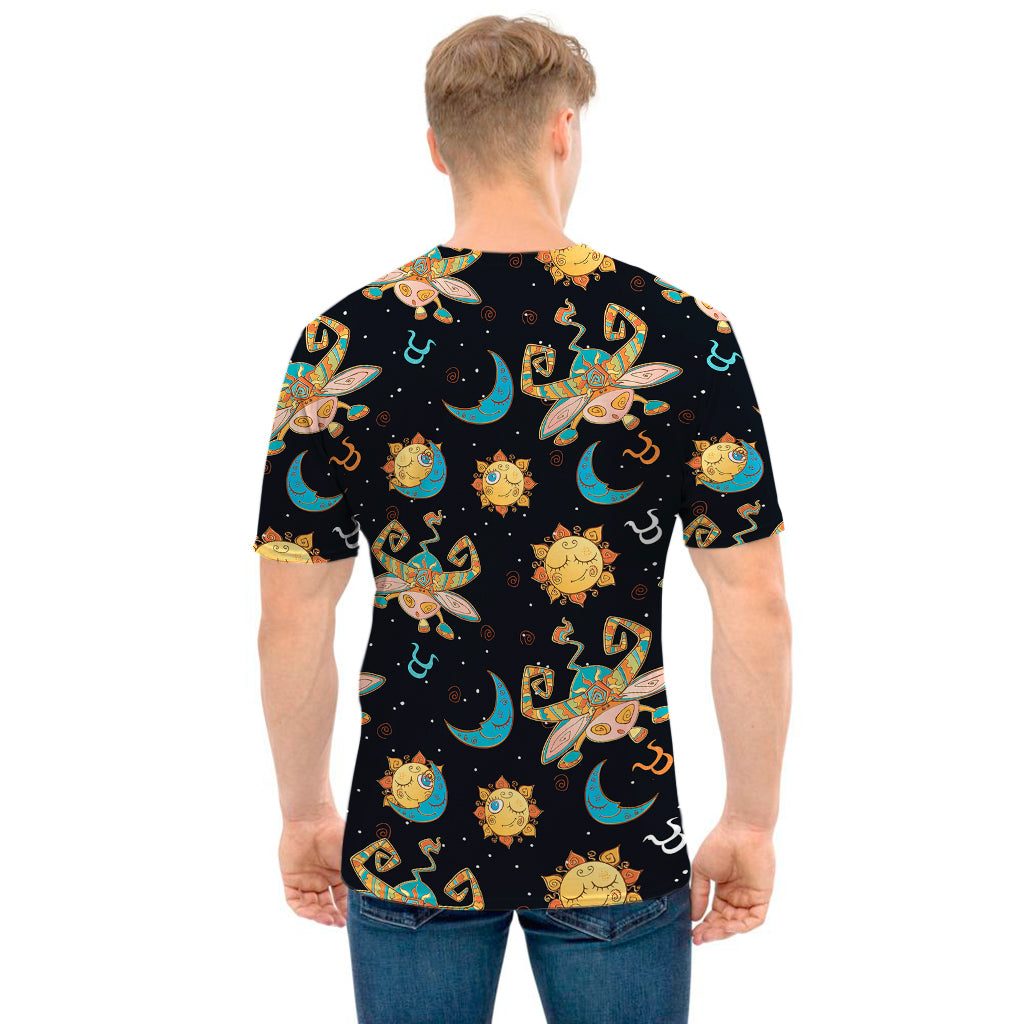 Cute Cartoon Taurus Pattern Print Men's T-Shirt