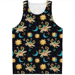 Cute Cartoon Taurus Pattern Print Men's Tank Top