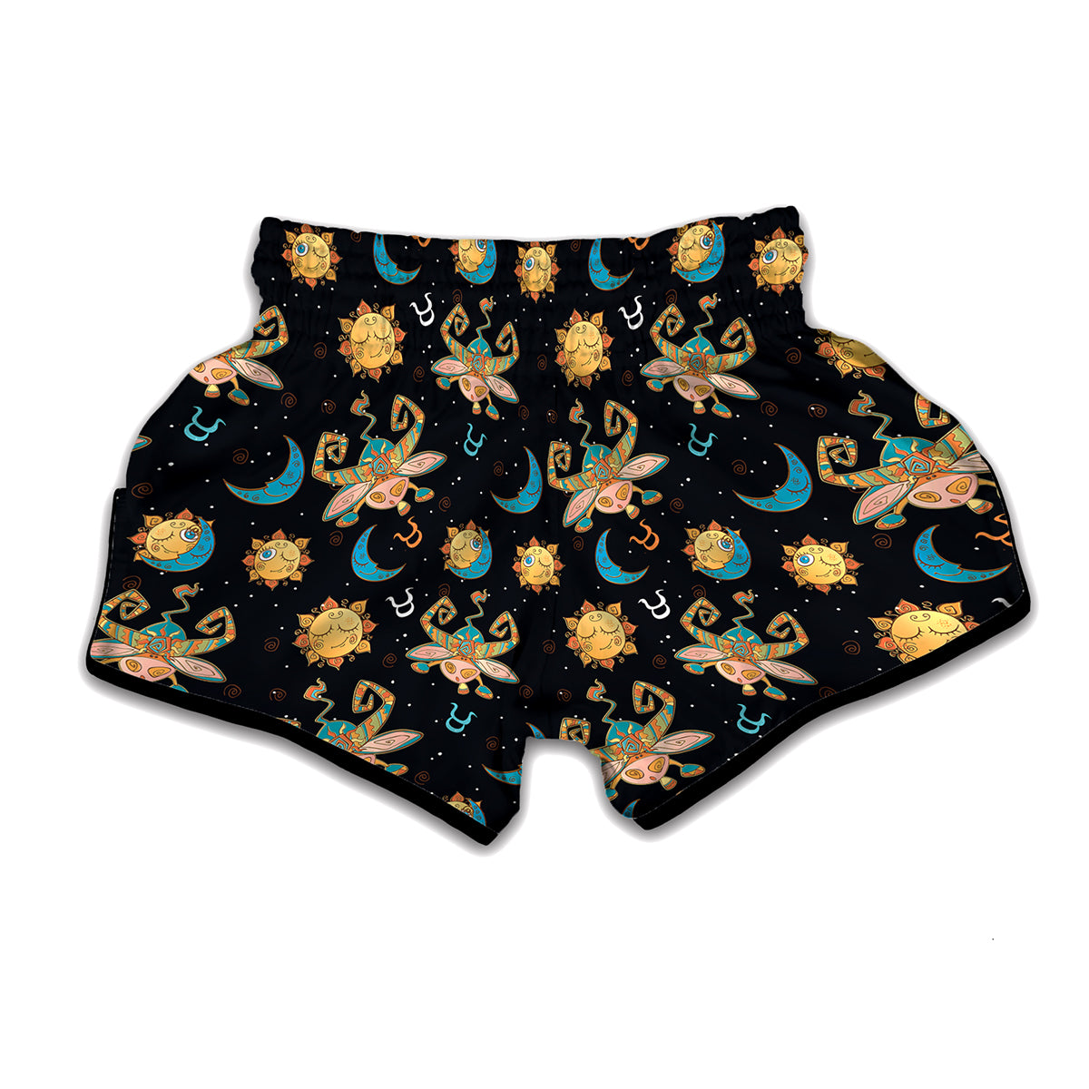 Cute Cartoon Taurus Pattern Print Muay Thai Boxing Shorts