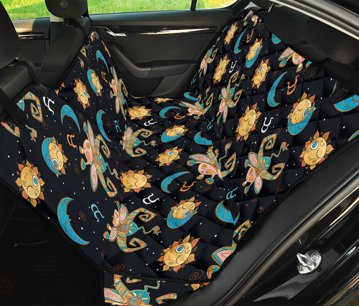 Cute Cartoon Taurus Pattern Print Pet Car Back Seat Cover