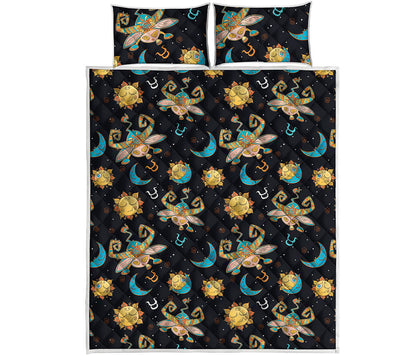 Cute Cartoon Taurus Pattern Print Quilt Bed Set
