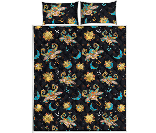 Cute Cartoon Taurus Pattern Print Quilt Bed Set