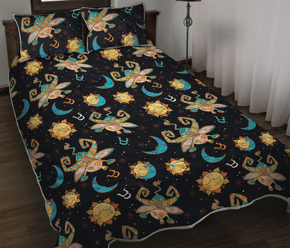 Cute Cartoon Taurus Pattern Print Quilt Bed Set