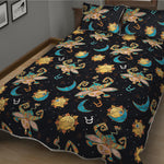 Cute Cartoon Taurus Pattern Print Quilt Bed Set