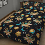 Cute Cartoon Taurus Pattern Print Quilt Bed Set