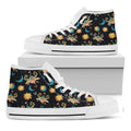 Cute Cartoon Taurus Pattern Print White High Top Sneakers