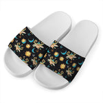 Cute Cartoon Taurus Pattern Print White Slide Sandals