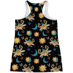 Cute Cartoon Taurus Pattern Print Women's Racerback Tank Top