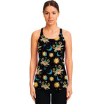 Cute Cartoon Taurus Pattern Print Women's Racerback Tank Top