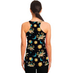 Cute Cartoon Taurus Pattern Print Women's Racerback Tank Top