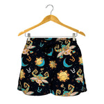 Cute Cartoon Taurus Pattern Print Women's Shorts