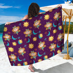Cute Cartoon Virgo Pattern Print Beach Sarong Wrap