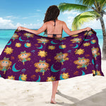 Cute Cartoon Virgo Pattern Print Beach Sarong Wrap