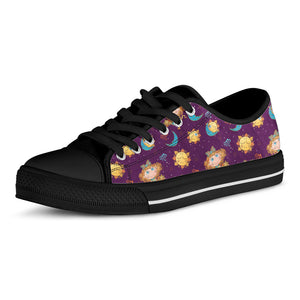 Cute Cartoon Virgo Pattern Print Black Low Top Shoes