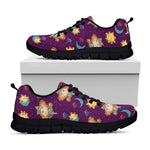 Cute Cartoon Virgo Pattern Print Black Sneakers