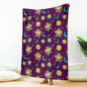 Cute Cartoon Virgo Pattern Print Blanket