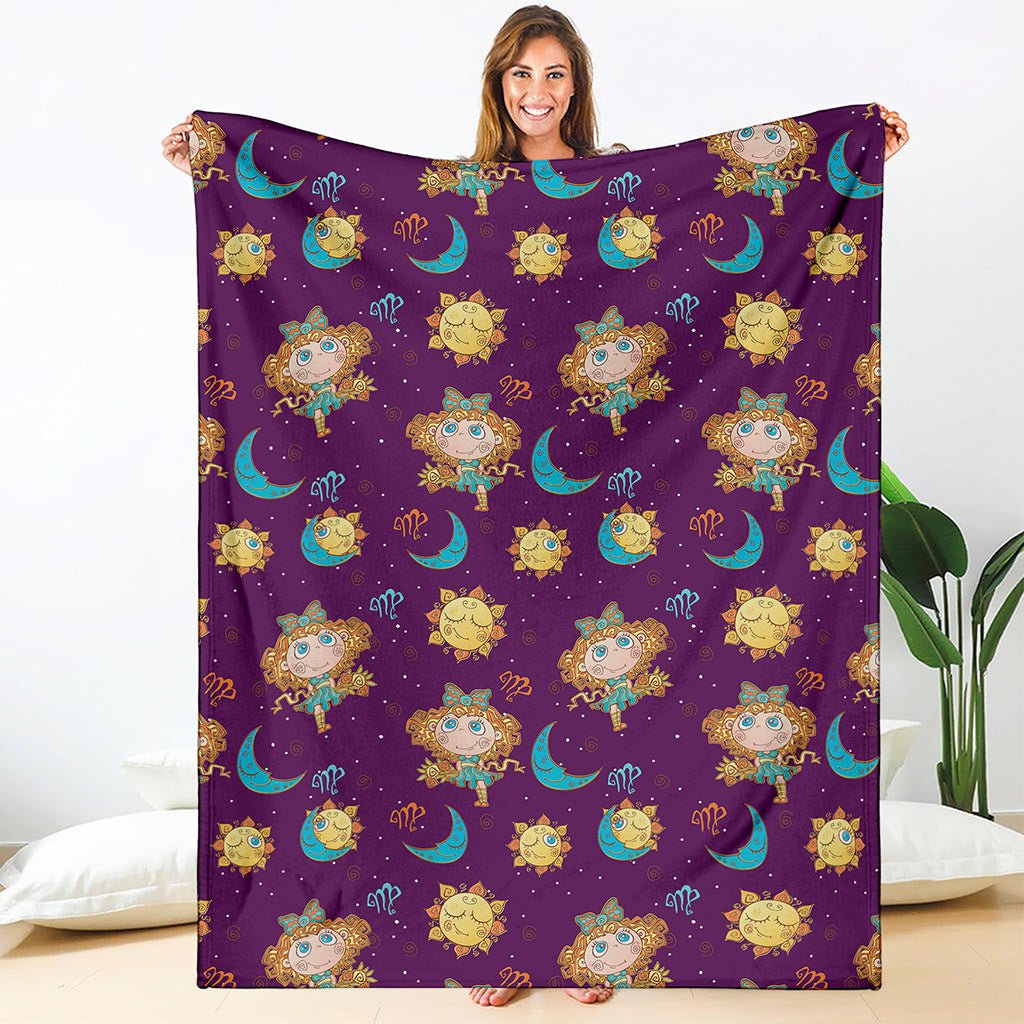 Cute Cartoon Virgo Pattern Print Blanket