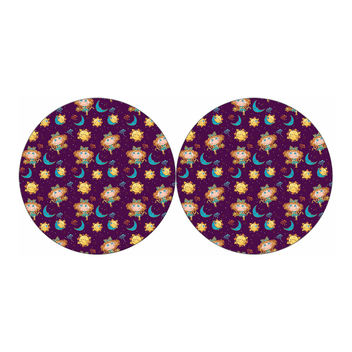 Cute Cartoon Virgo Pattern Print Car Coasters