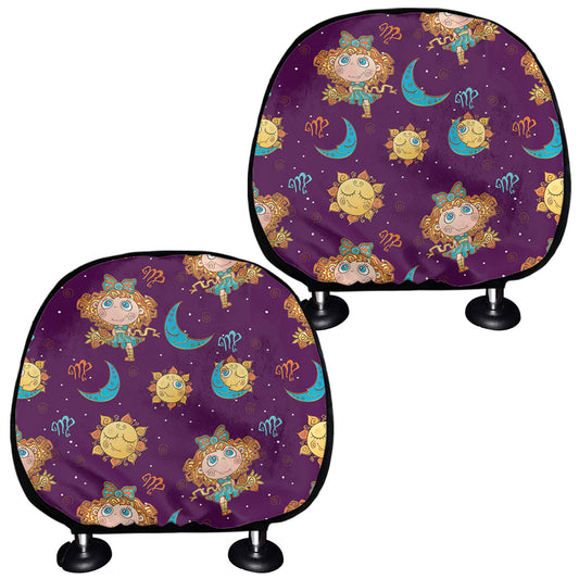 Cute Cartoon Virgo Pattern Print Car Headrest Covers