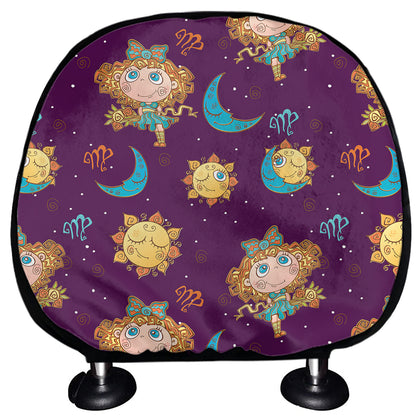Cute Cartoon Virgo Pattern Print Car Headrest Covers