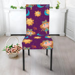 Cute Cartoon Virgo Pattern Print Dining Chair Slipcover