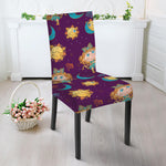 Cute Cartoon Virgo Pattern Print Dining Chair Slipcover
