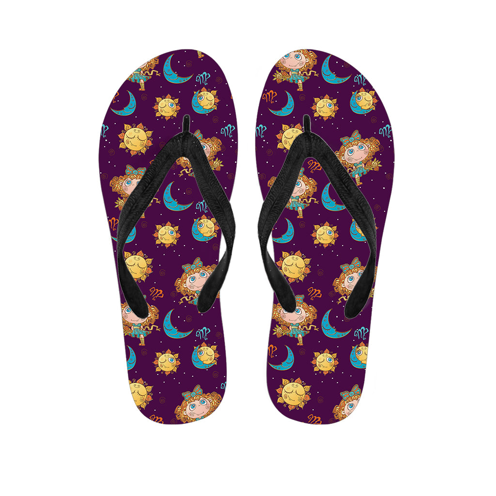 Cute Cartoon Virgo Pattern Print Flip Flops