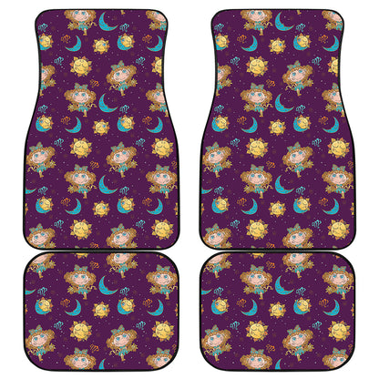 Cute Cartoon Virgo Pattern Print Front and Back Car Floor Mats