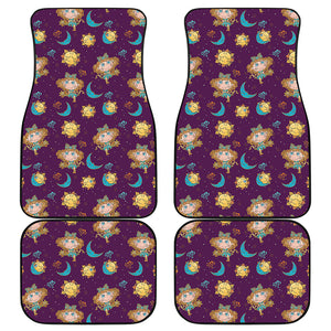 Cute Cartoon Virgo Pattern Print Front and Back Car Floor Mats