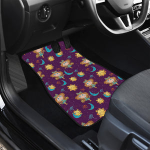 Cute Cartoon Virgo Pattern Print Front and Back Car Floor Mats