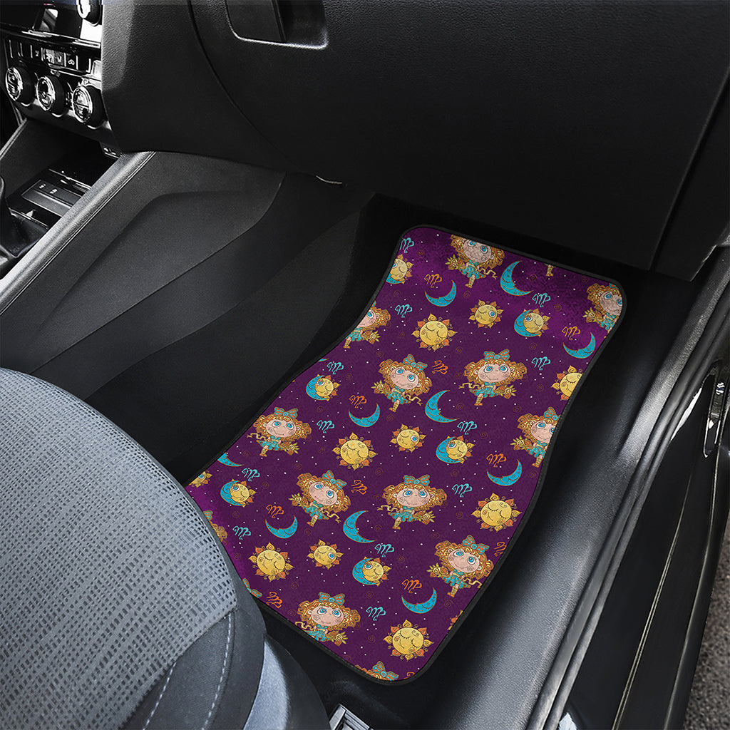 Cute Cartoon Virgo Pattern Print Front and Back Car Floor Mats