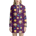 Cute Cartoon Virgo Pattern Print Pullover Hoodie Dress