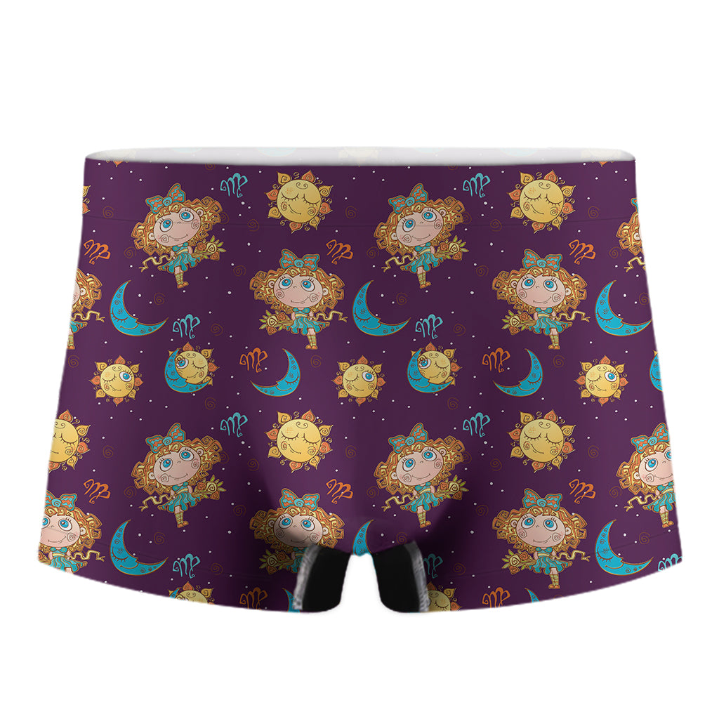 Cute Cartoon Virgo Pattern Print Men's Boxer Briefs