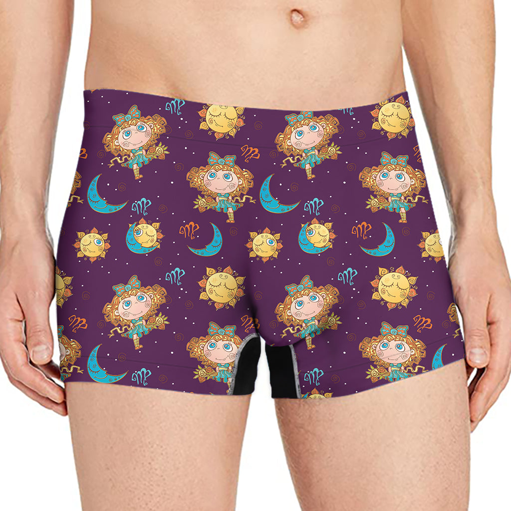 Cute Cartoon Virgo Pattern Print Men's Boxer Briefs