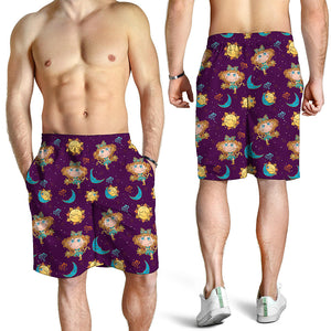 Cute Cartoon Virgo Pattern Print Men's Shorts