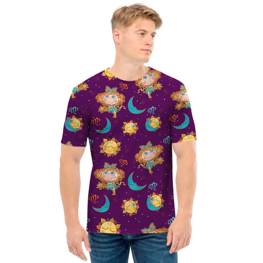 Cute Cartoon Virgo Pattern Print Men's T-Shirt