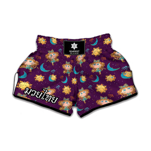 Cute Cartoon Virgo Pattern Print Muay Thai Boxing Shorts