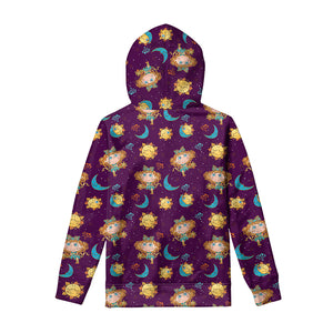 Cute Cartoon Virgo Pattern Print Pullover Hoodie