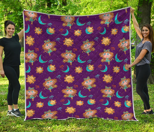 Cute Cartoon Virgo Pattern Print Quilt