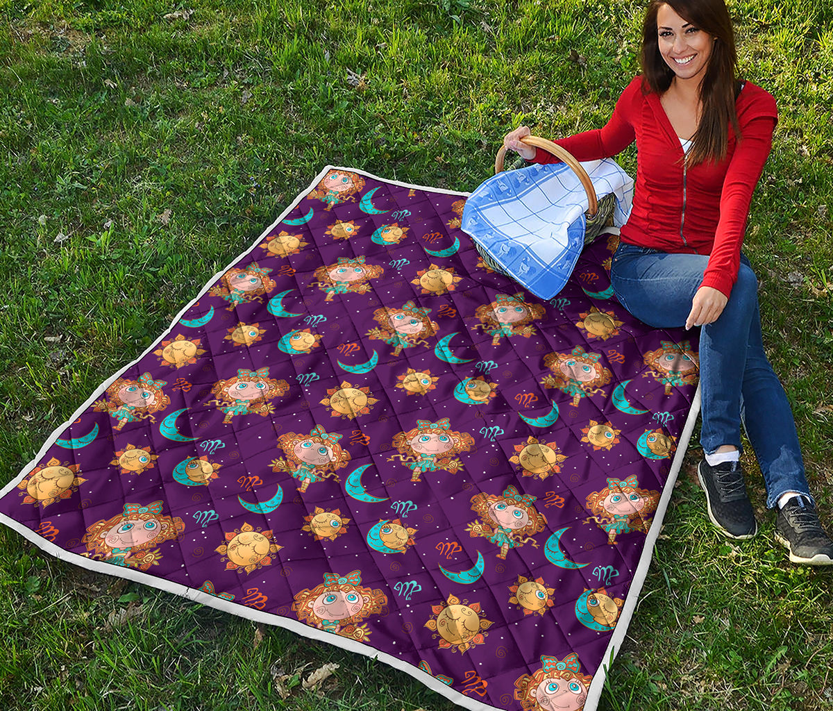 Cute Cartoon Virgo Pattern Print Quilt