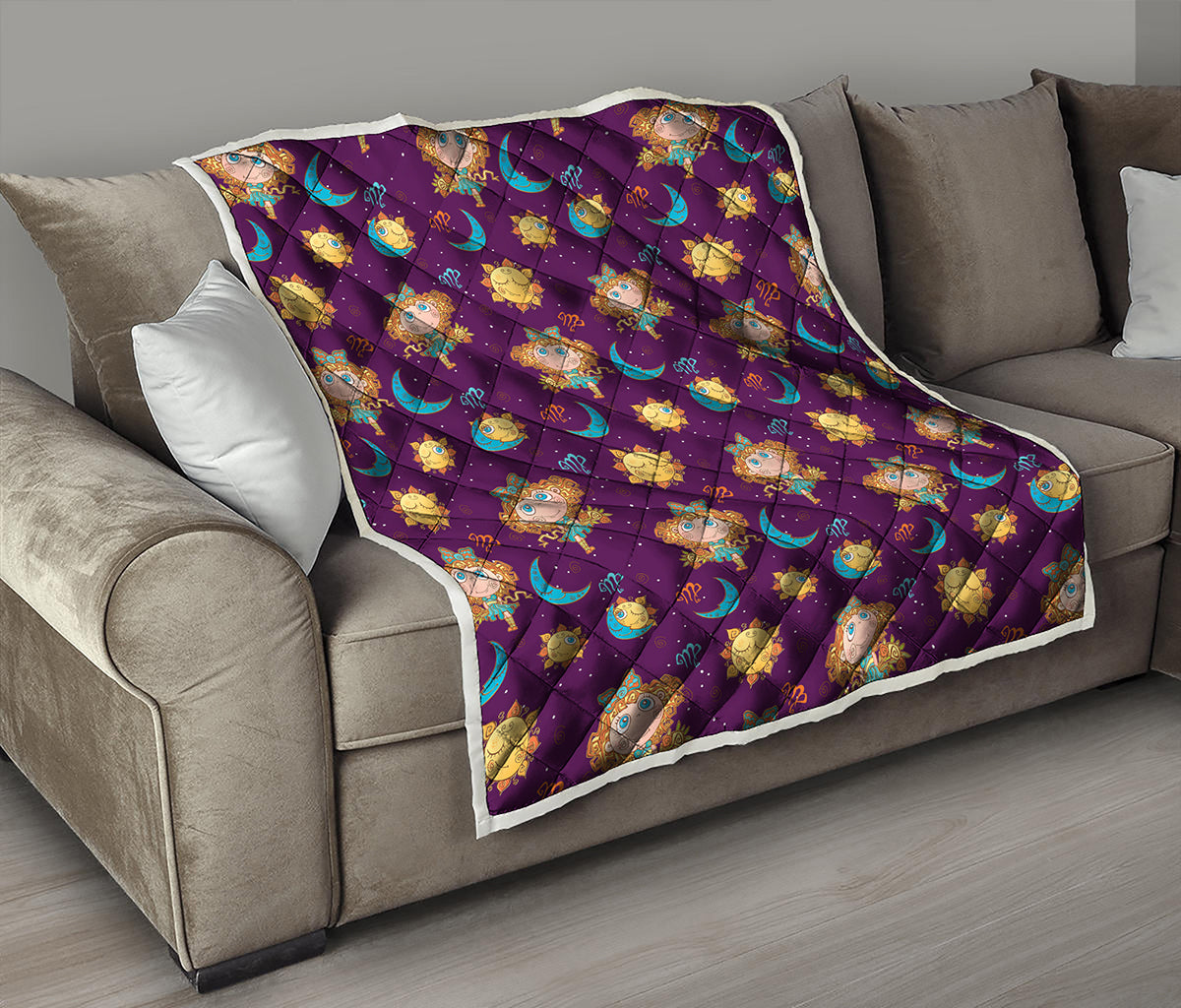 Cute Cartoon Virgo Pattern Print Quilt