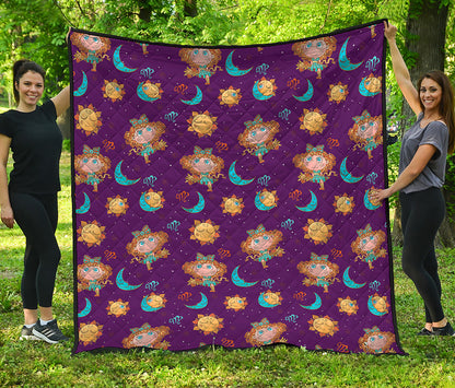 Cute Cartoon Virgo Pattern Print Quilt