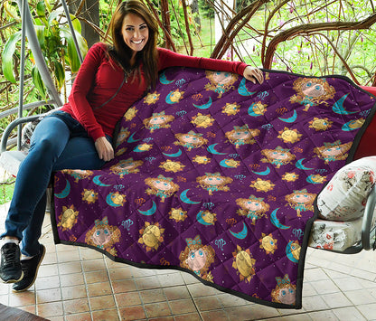 Cute Cartoon Virgo Pattern Print Quilt