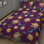 Cute Cartoon Virgo Pattern Print Quilt Bed Set